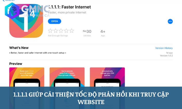 1.1.1.1 giúp cải thiện tốc độ phản hồi khi truy cập website