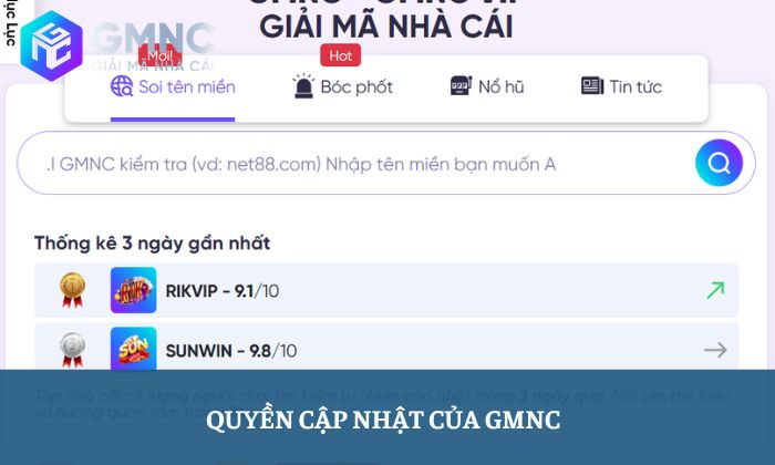 Miễn trừ trách nhiệm 5 Quyền cập nhật của GMNC